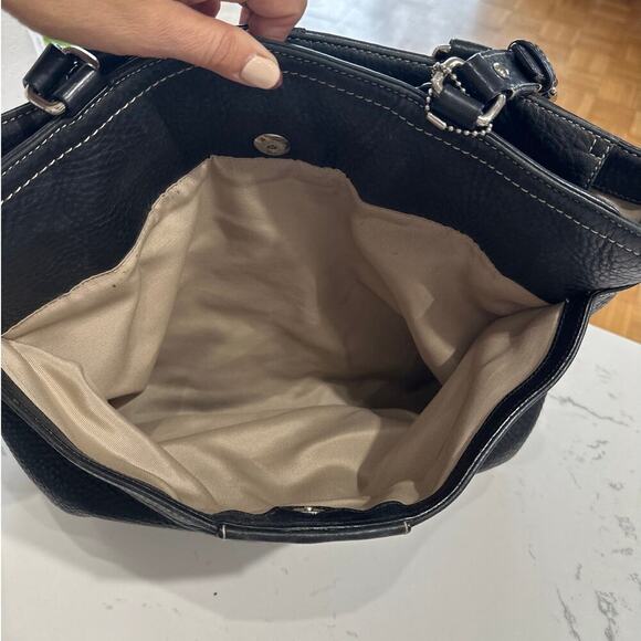 COACH Hamilton Purse Shoulder Hand Bag Black Pebble Leather Tote, Medium, EUC - Picture 9 of 9